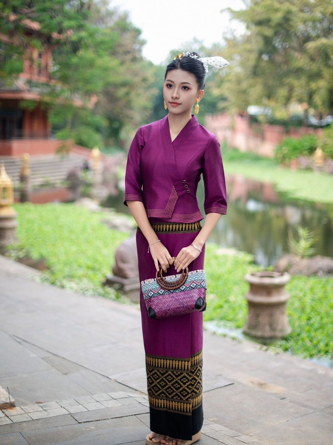 Batik Sarong Wrap - 2 pçs tailândia myanmar longo-gyi saia