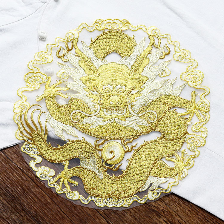 Ethnic Fashion Clothing - Patch circular de tecido com dragão
