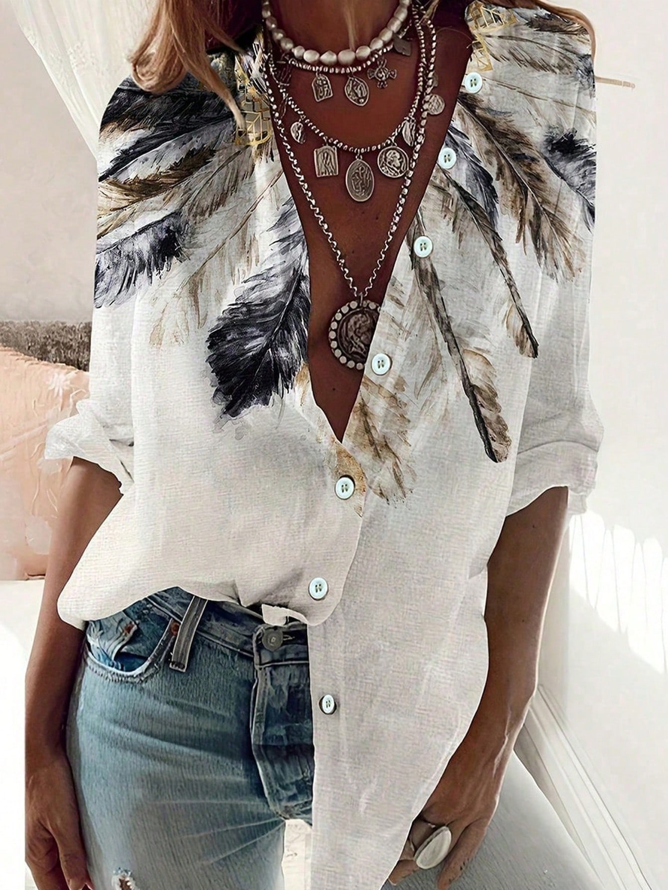 Camisa feminina de manga compr - Ethnic Fashion Clothing avaliação e preço
