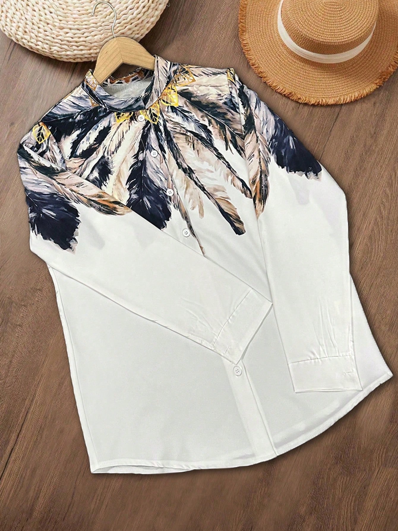 Camisa feminina de manga compr - Ethnic Fashion Clothing avaliação e preço