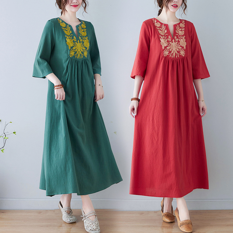 Novo Vestido Midi de Algodão e - Ethnic Style Dresses avaliação e preço