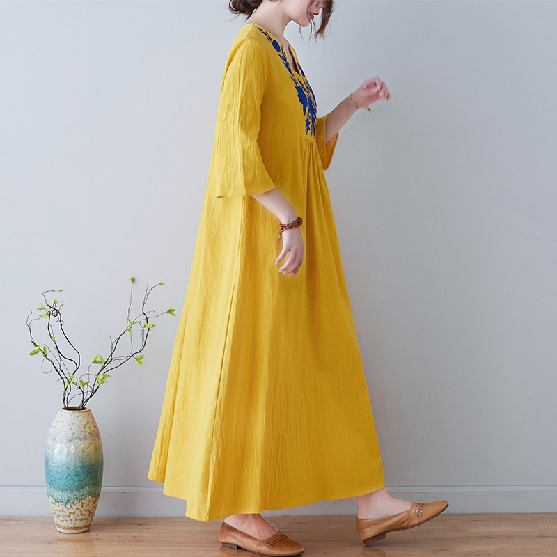 Novo Vestido Midi de Algodão e - Ethnic Style Dresses avaliação e preço