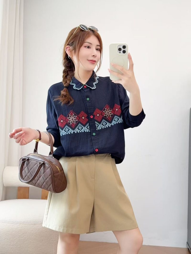 Nova Camisa Feminina de Algodã - Ethnic Fashion Clothing avaliação e preço