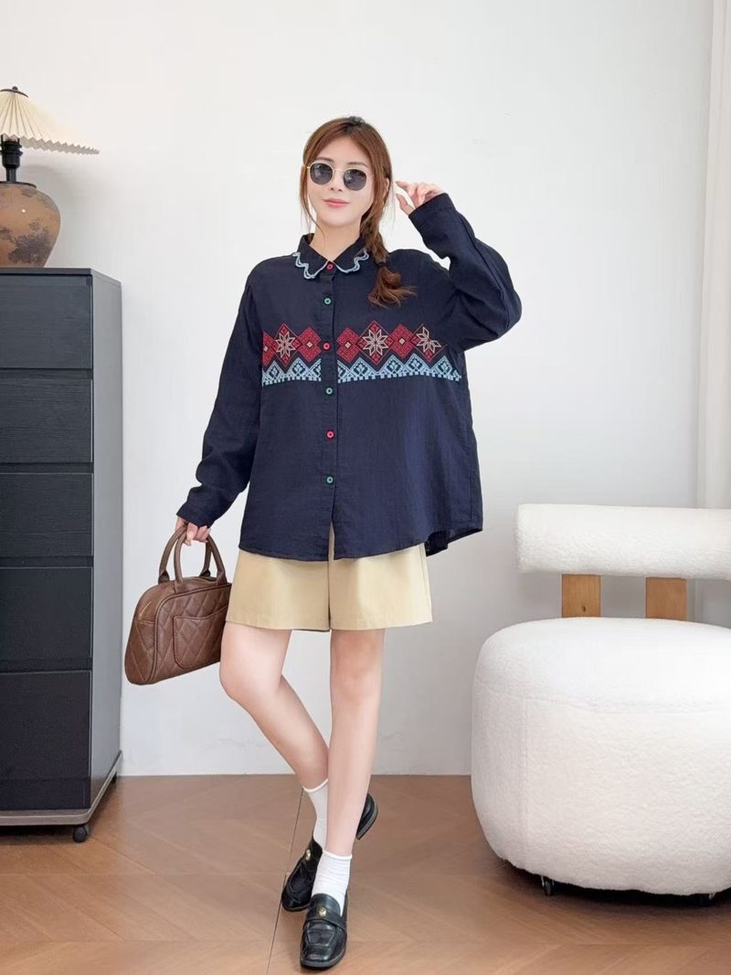 Nova Camisa Feminina de Algodã - Ethnic Fashion Clothing avaliação e preço